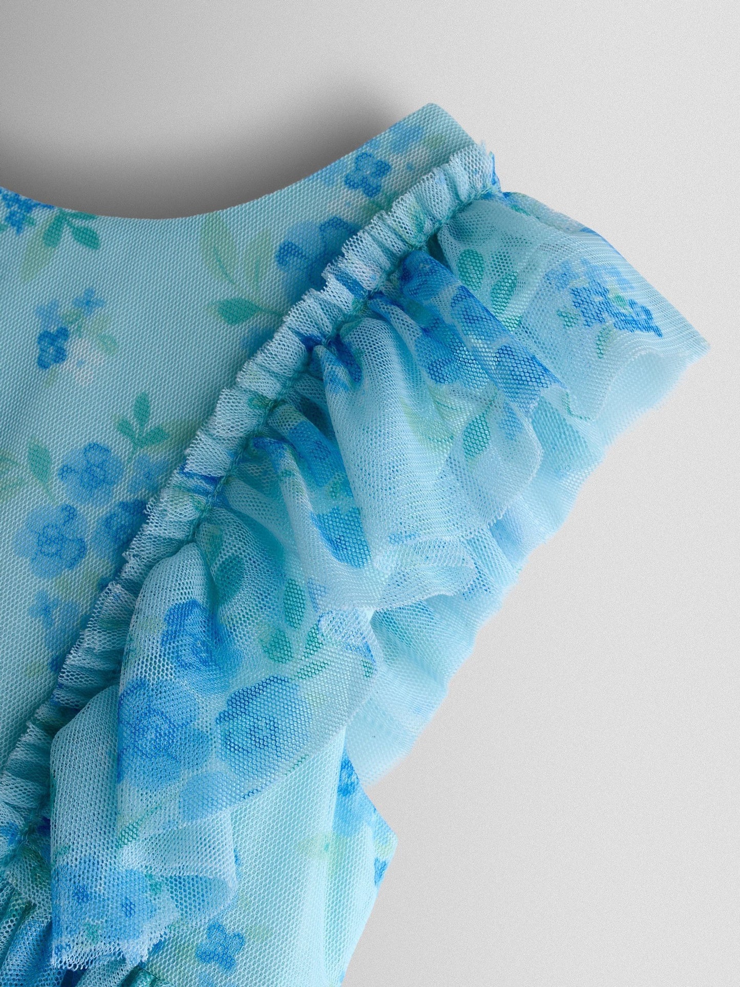 JoJo Maman Bébé Bright Blue Tulle Ruffle Party Dress image 4