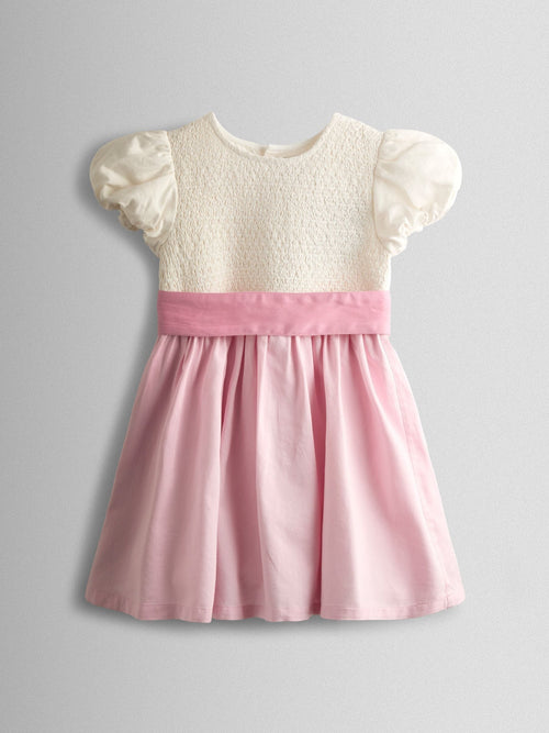 JoJo Maman Bébé Mid Pink Smocked Satin Party Dress image 1