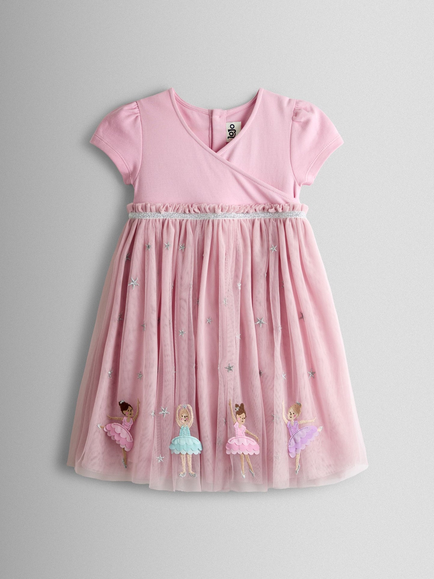 JoJo Maman Bébé Pink Ballerina Appliqué Tulle Party Dress image 3