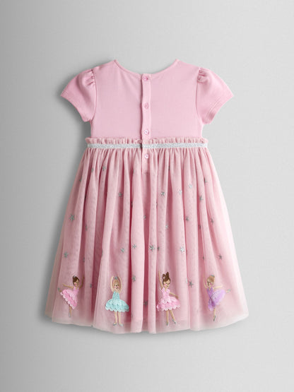 JoJo Maman Bébé Pink Ballerina Appliqué Tulle Party Dress image 4