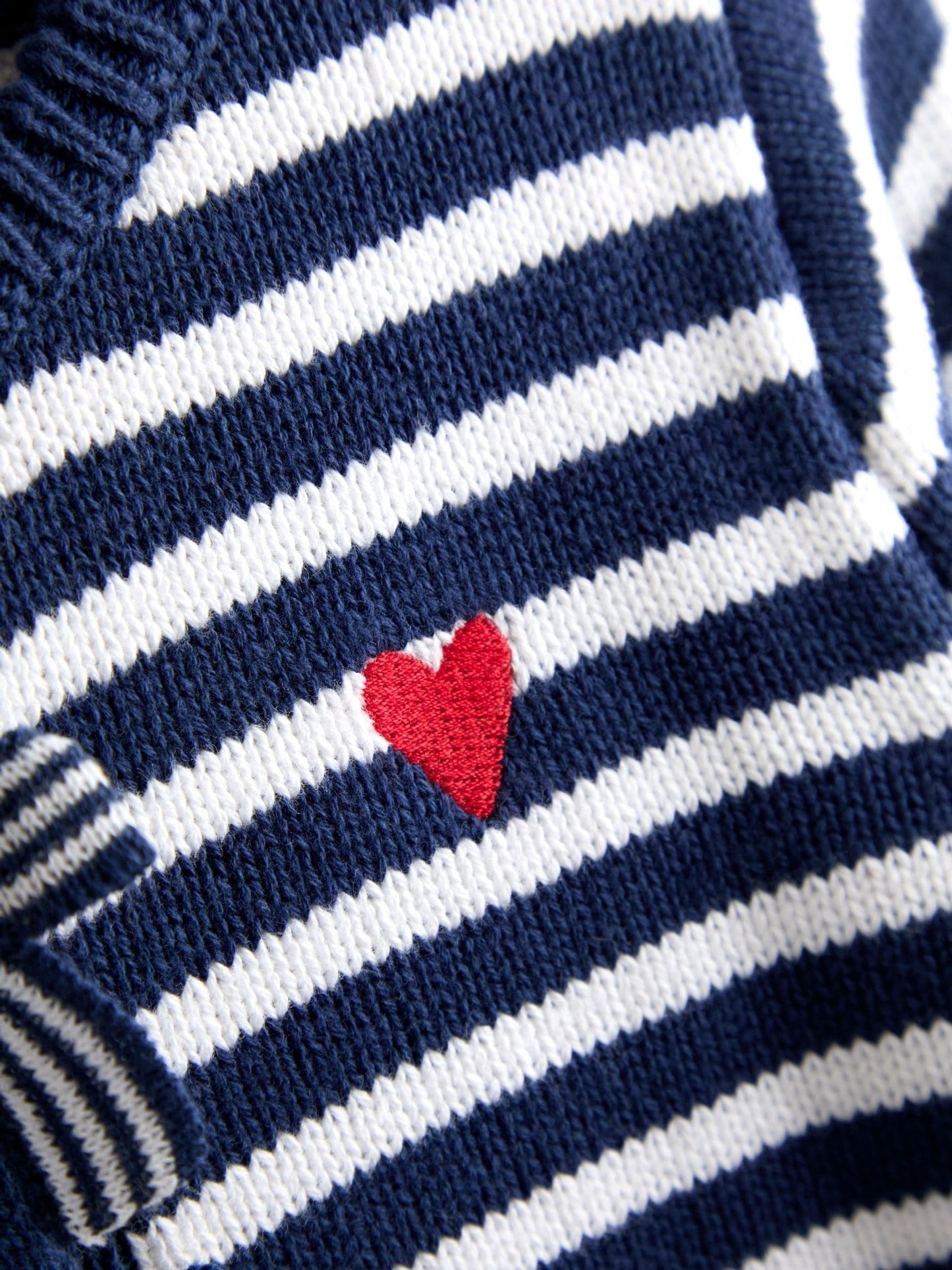 JoJo Maman Bébé Navy Blue Bow Front Striped Classic Cotton Cardigan image 4