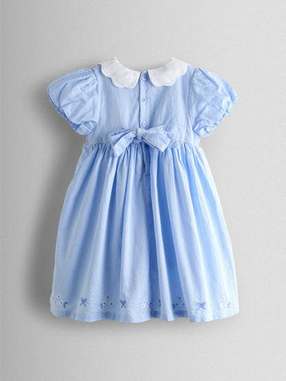 JoJo Maman Bébé Light Blue Bud Floral Smocked Party Dress image 3