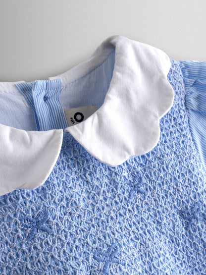 JoJo Maman Bébé Light Blue Bud Floral Smocked Party Dress image 6