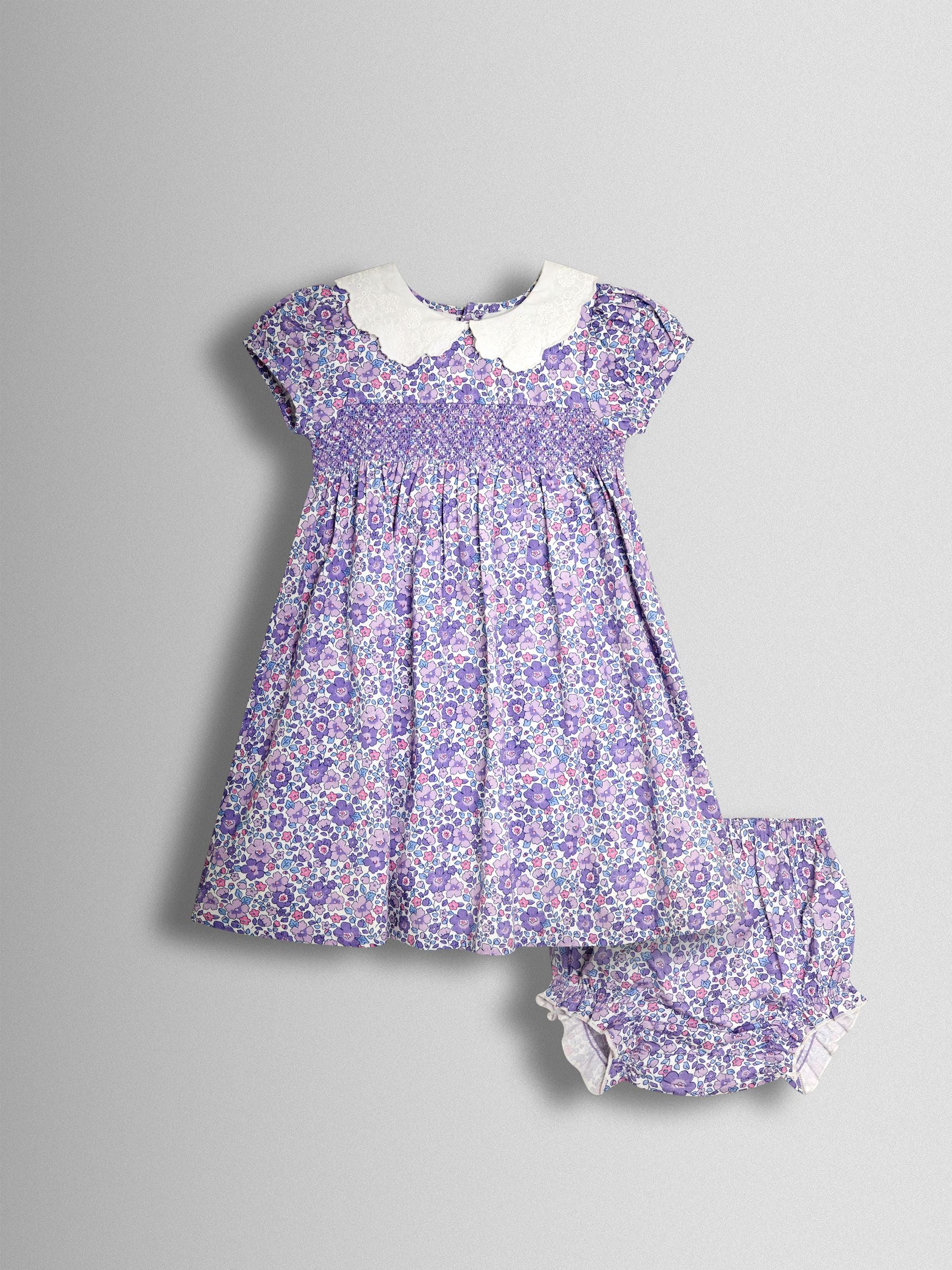 JoJo Maman Bébé Lilac Floral Broderie Collar Party Dress image 1