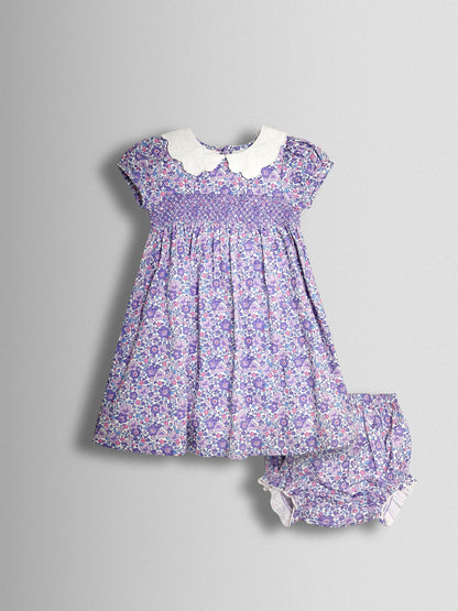 JoJo Maman Bébé Lilac Floral Broderie Collar Party Dress image 1
