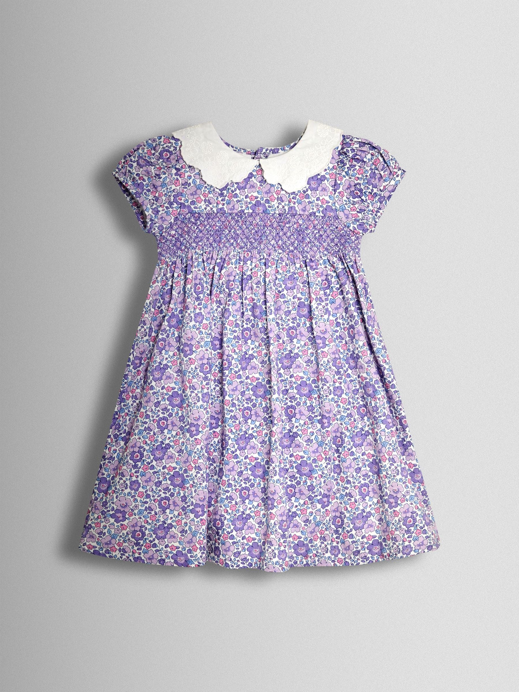 JoJo Maman Bébé Lilac Floral Broderie Collar Party Dress image 2