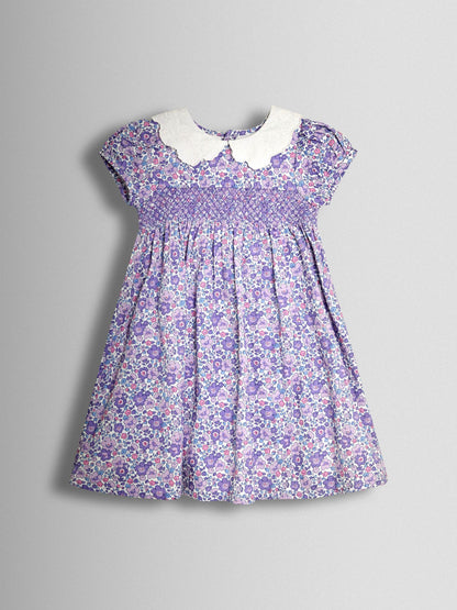JoJo Maman Bébé Lilac Floral Broderie Collar Party Dress image 2