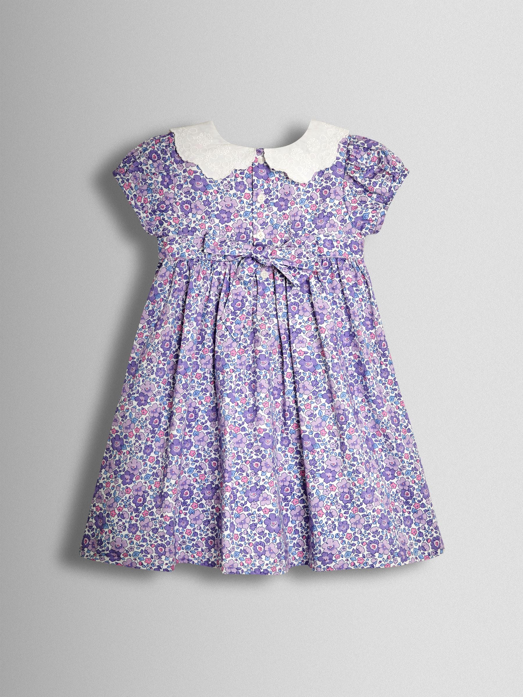 JoJo Maman Bébé Lilac Floral Broderie Collar Party Dress image 3
