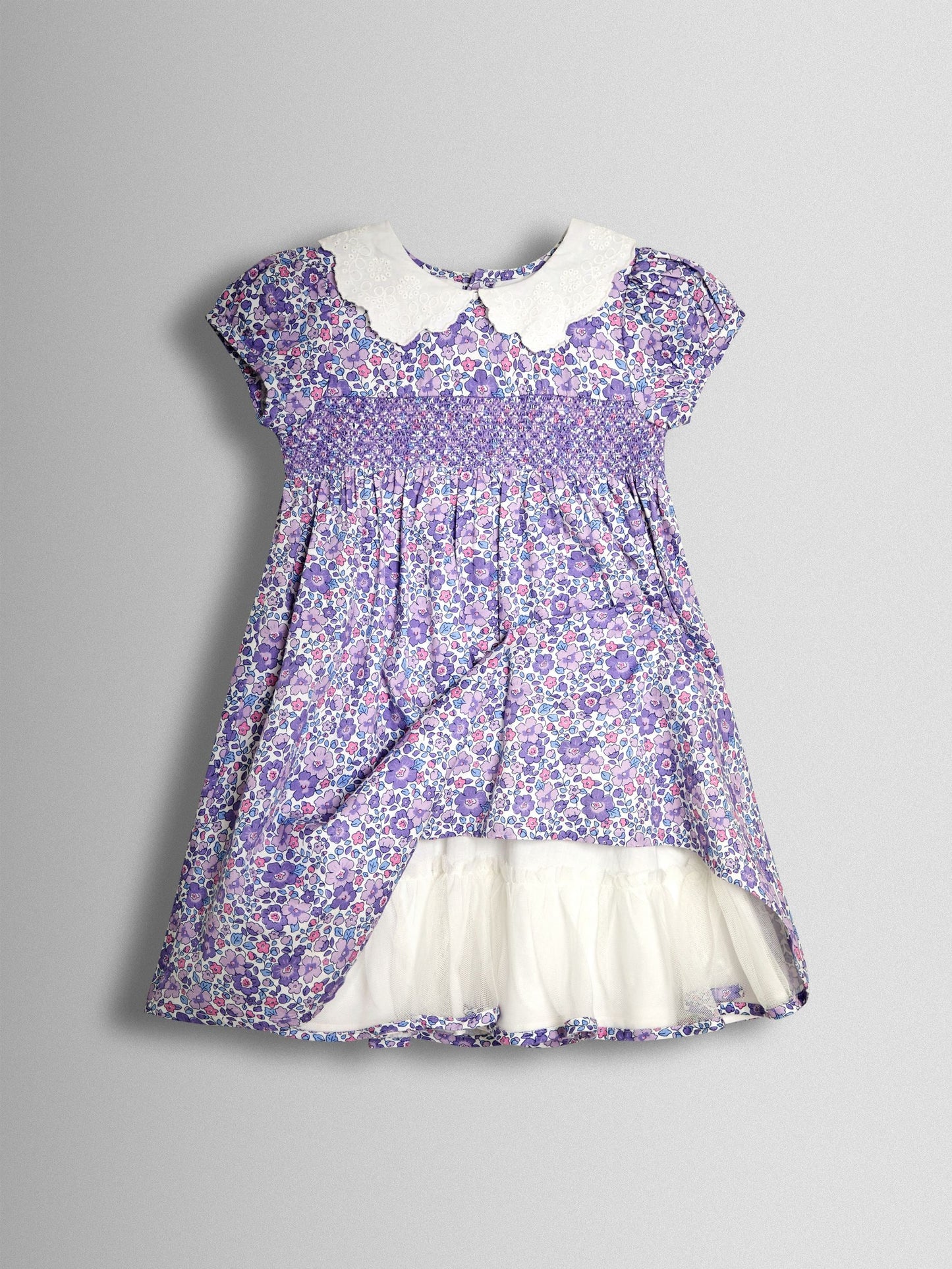 JoJo Maman Bébé Lilac Floral Broderie Collar Party Dress image 4