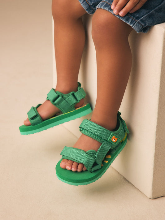 Green Standard Fit (F) Touch Fastening Trekker Walking Sandals image 1