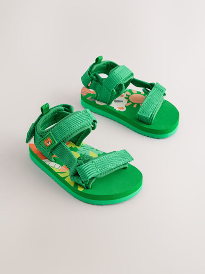 Green Standard Fit (F) Touch Fastening Trekker Walking Sandals image 3