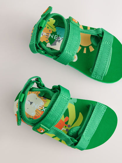 Green Standard Fit (F) Touch Fastening Trekker Walking Sandals image 5