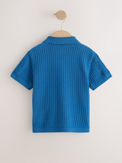 Blue Textured Knitted Polo Shirt (3mths-7yrs) - image 6