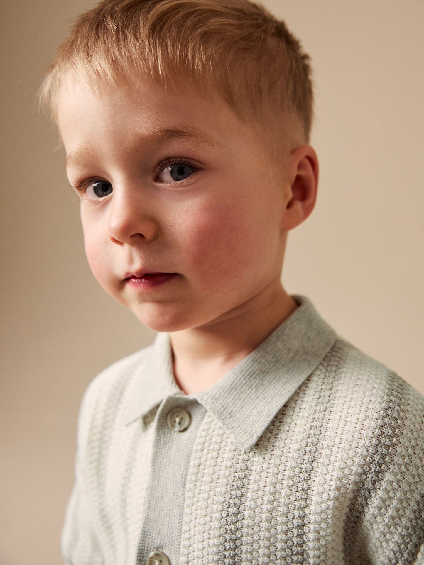Grey Stripe Knitted Polo Shirt and Shorts Set (3mths-10yrs) image 4