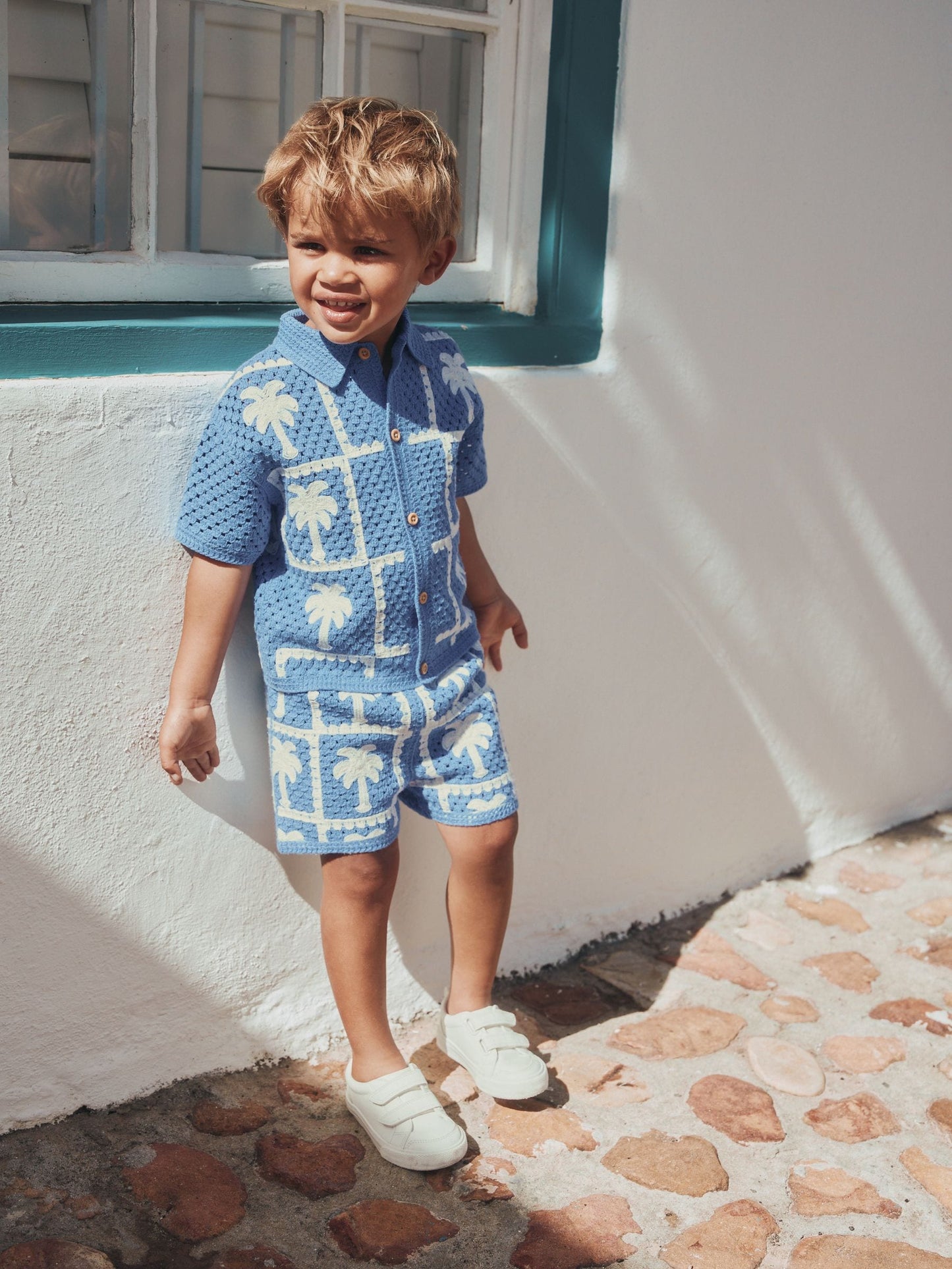 Bright Blue Crochet Palm Tree Set (12mths-7yrs) image 2
