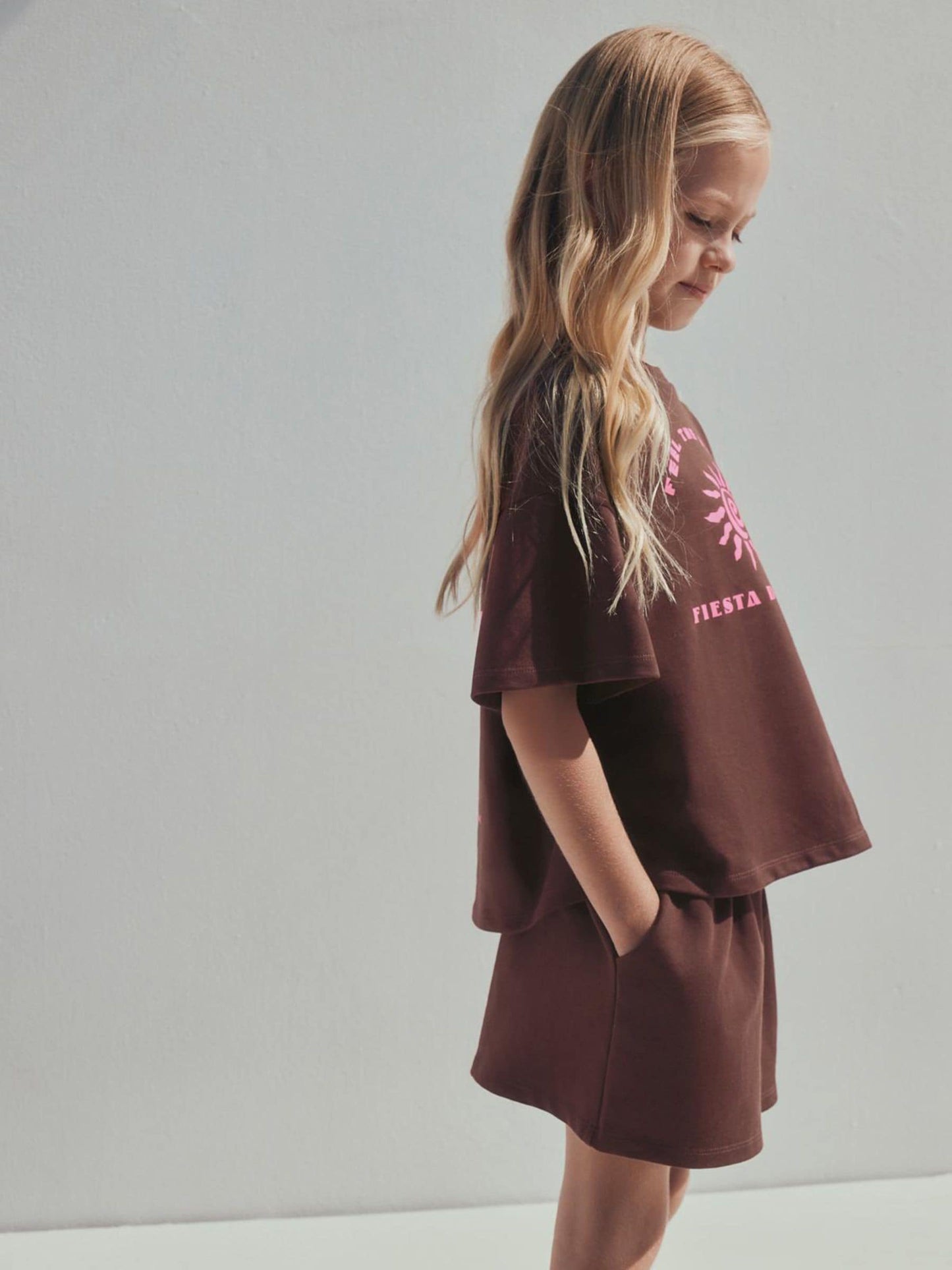 Brown/Pink Rio Heavyweight T-Shirt and Shorts Set (3-16yrs) image 5
