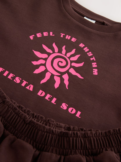 Brown/Pink Rio Heavyweight T-Shirt and Shorts Set (3-16yrs) image 9