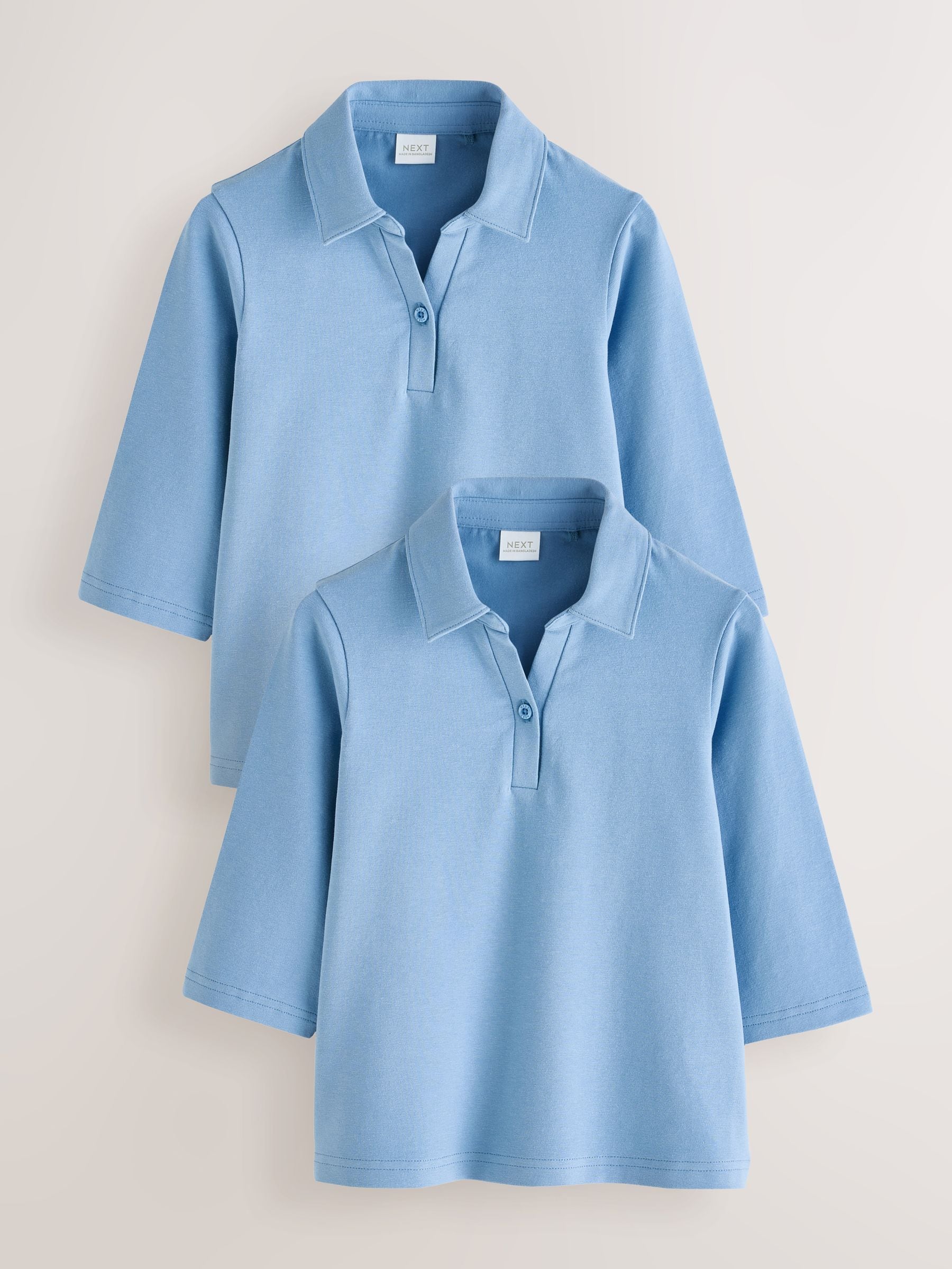 Dsiney Kidz - Blue Girls Cotton Stretch 3/4 Sleeve School Jersey Blouses 2 Pack (3-16yrs) image 1