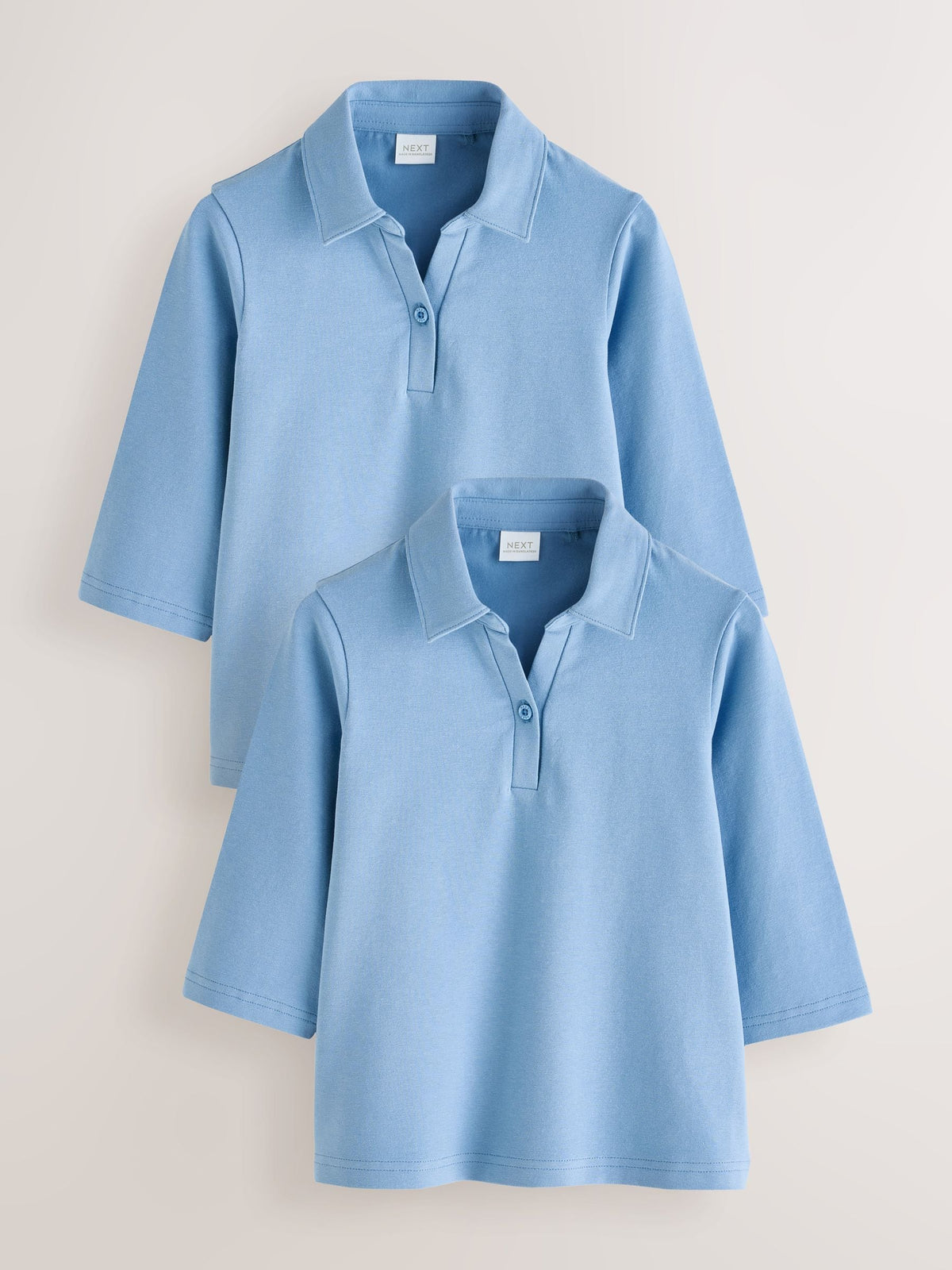 Dsiney Kidz - Blue Girls Cotton Stretch 3/4 Sleeve School Jersey Blouses 2 Pack (3-16yrs) image 1