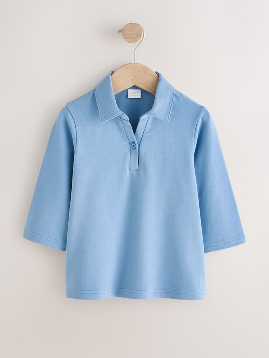 Dsiney Kidz - Blue Girls Cotton Stretch 3/4 Sleeve School Jersey Blouses 2 Pack (3-16yrs) image 2
