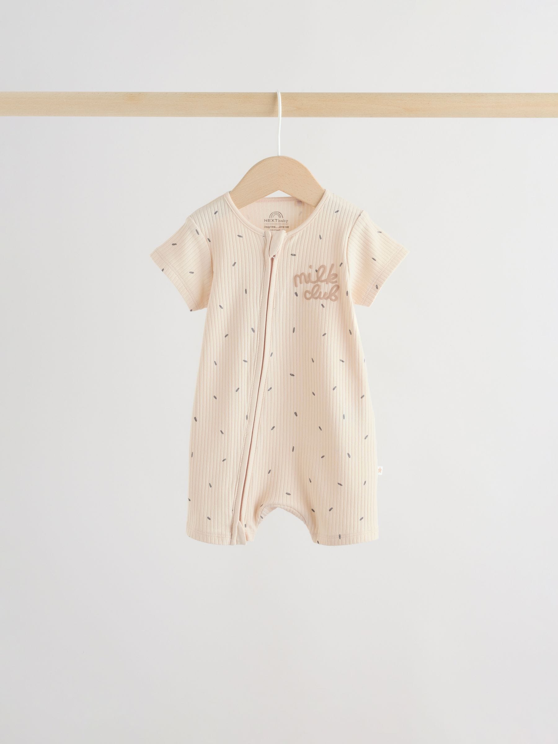 Beige Two Way Zip Baby Rompers 3 Pack (0mths-3yrs) image 3