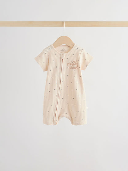 Beige Two Way Zip Baby Rompers 3 Pack (0mths-3yrs) image 3