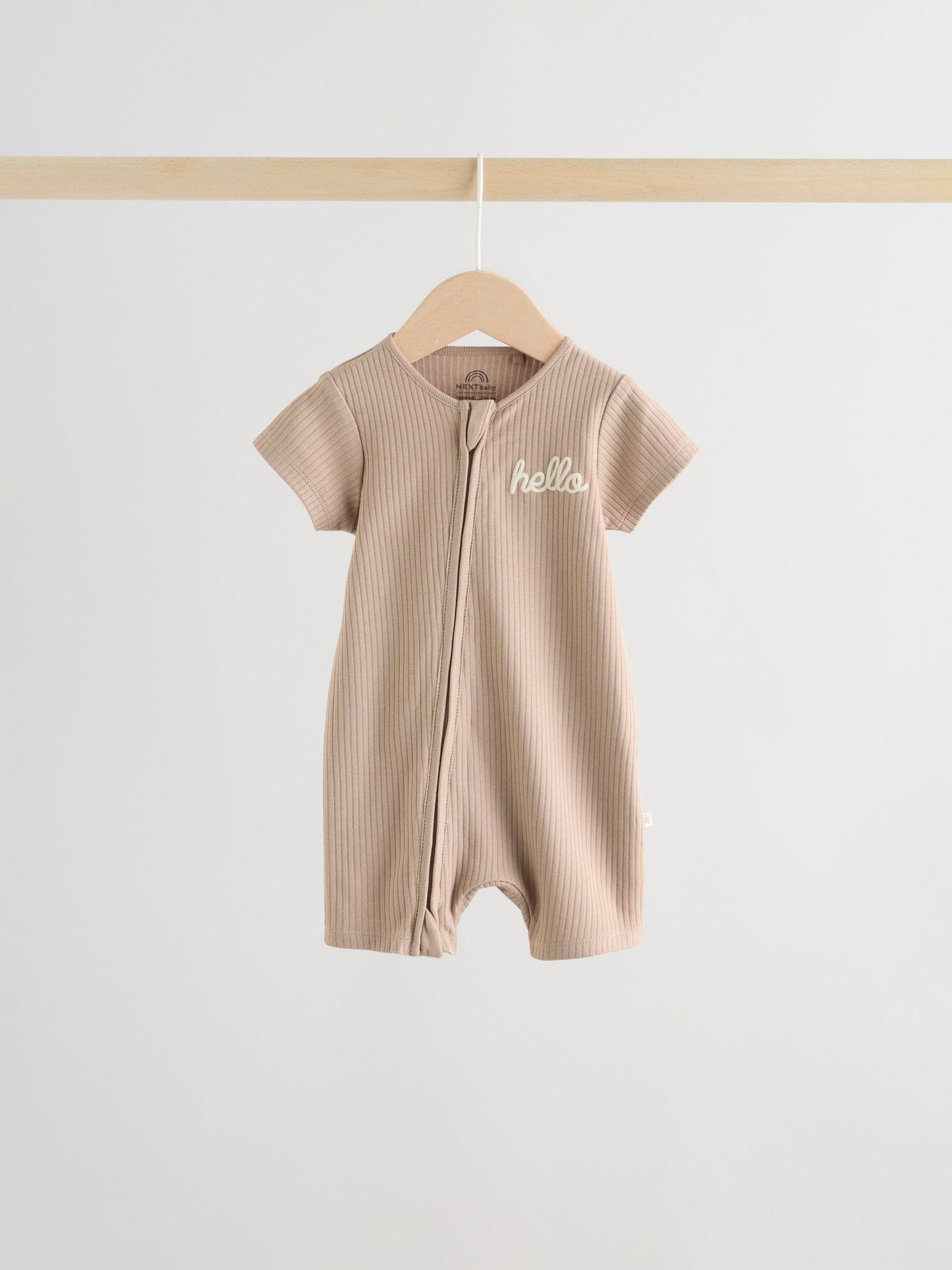 Beige Two Way Zip Baby Rompers 3 Pack (0mths-3yrs) image 7