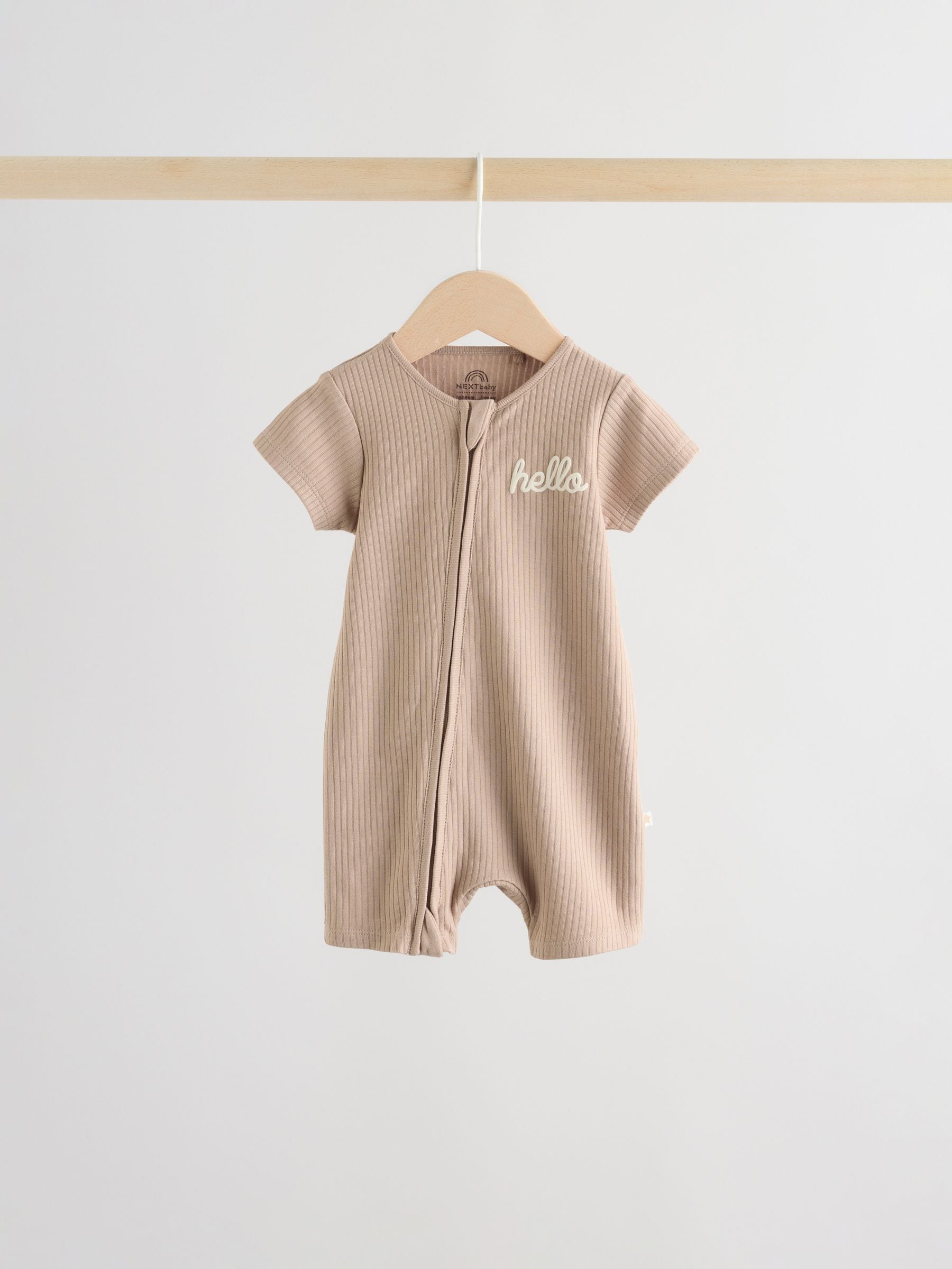 Beige Two Way Zip Baby Rompers 3 Pack (0mths-3yrs) image 7