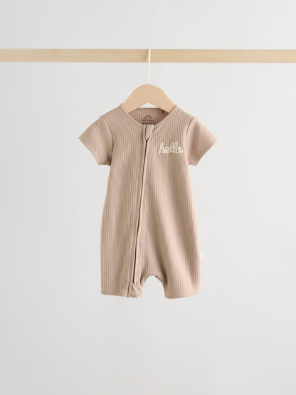 Beige Two Way Zip Baby Rompers 3 Pack (0mths-3yrs) image 7