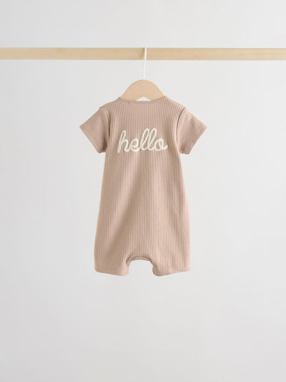 Beige Two Way Zip Baby Rompers 3 Pack (0mths-3yrs) image 8