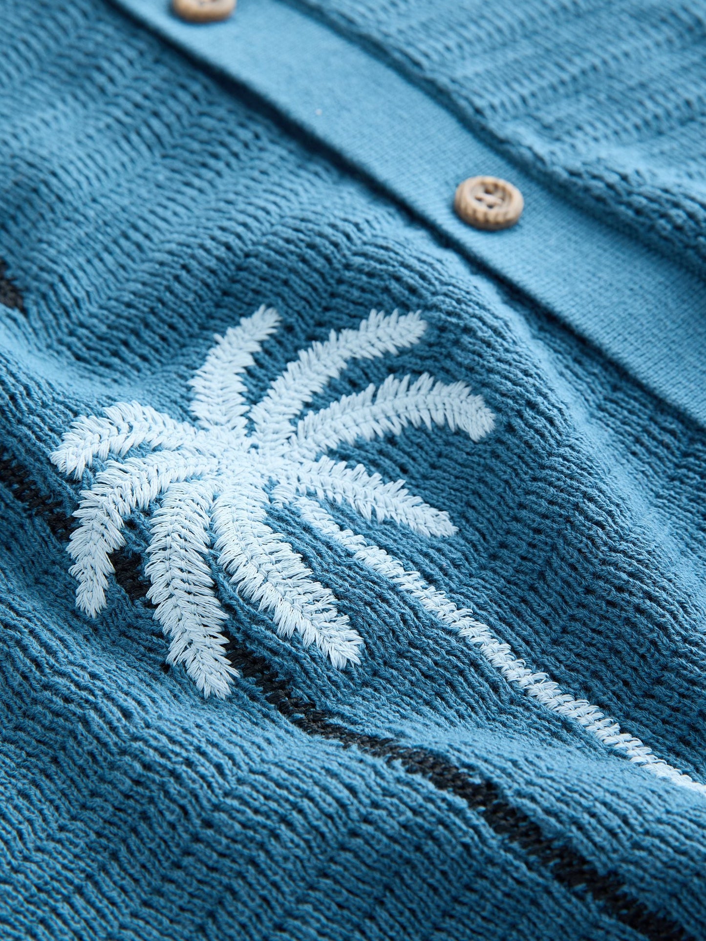 Dsiney Kidz - Blue Palm Embroidered Knitted Polo Shirt (3-16yrs) image 8