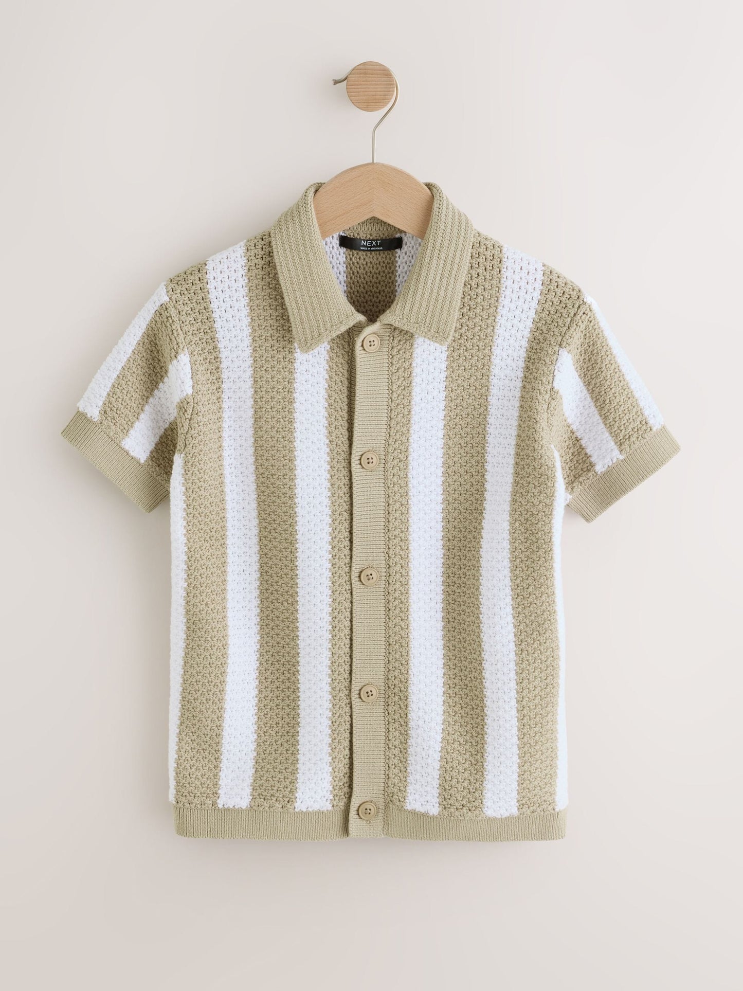 Dsiney Kidz - Neutral Stripe Knitted Polo Shirt (3-16yrs) image 1