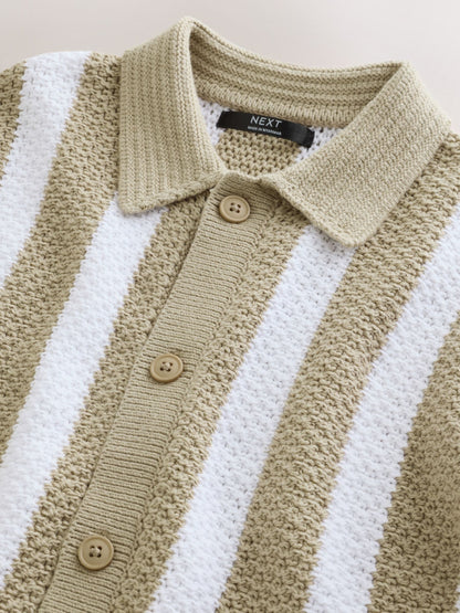 Dsiney Kidz - Neutral Stripe Knitted Polo Shirt (3-16yrs) image 3