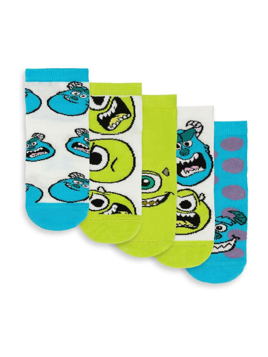 Dsiney Kidz - Vanilla Underground Green Disney Monsters Inc Unisex Kids Green Mike & Sully Calf Socks Set of 5 image 2
