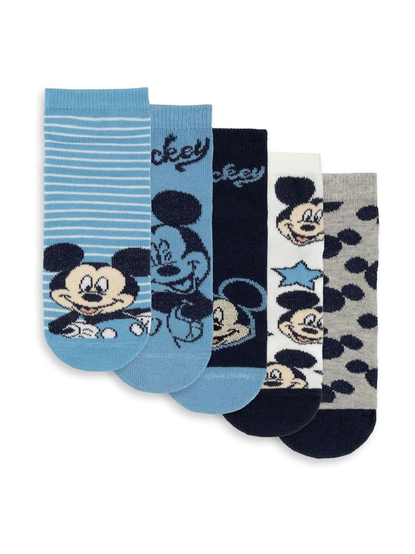 Dsiney Kidz - Vanilla Underground Blue Disney Boys Blue Mickey Mouse Calf Socks Set of 5 image 2