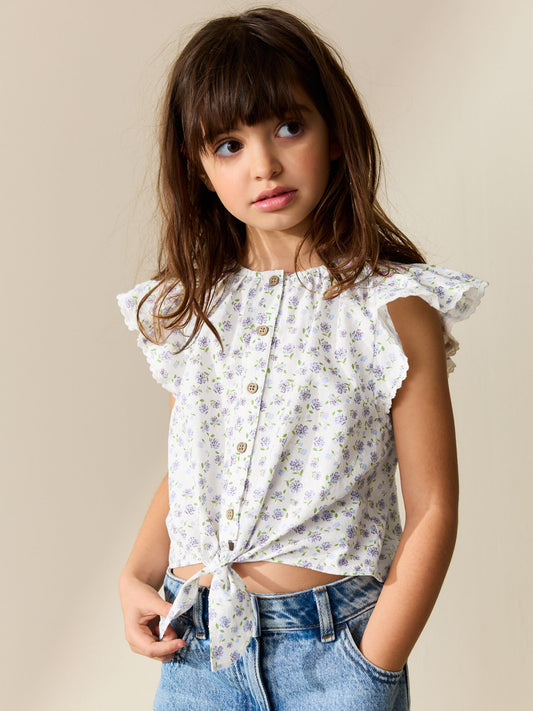 Dsiney Kidz - Lilac Floral Tie Front Blouse (3-16yrs) image 1