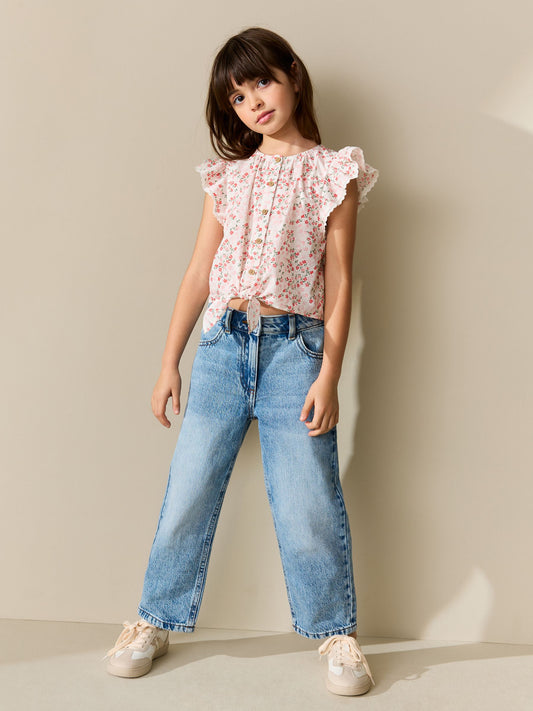 Dsiney Kidz - Pink Floral Tie Front Blouse (3-16yrs) image 2