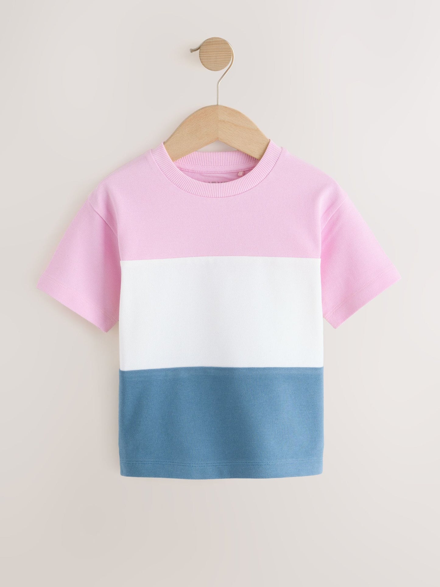 Pink/White/Blue Short Sleeve Colourblock T-Shirt (3mths-7yrs) (3mths-7yrs) image 4