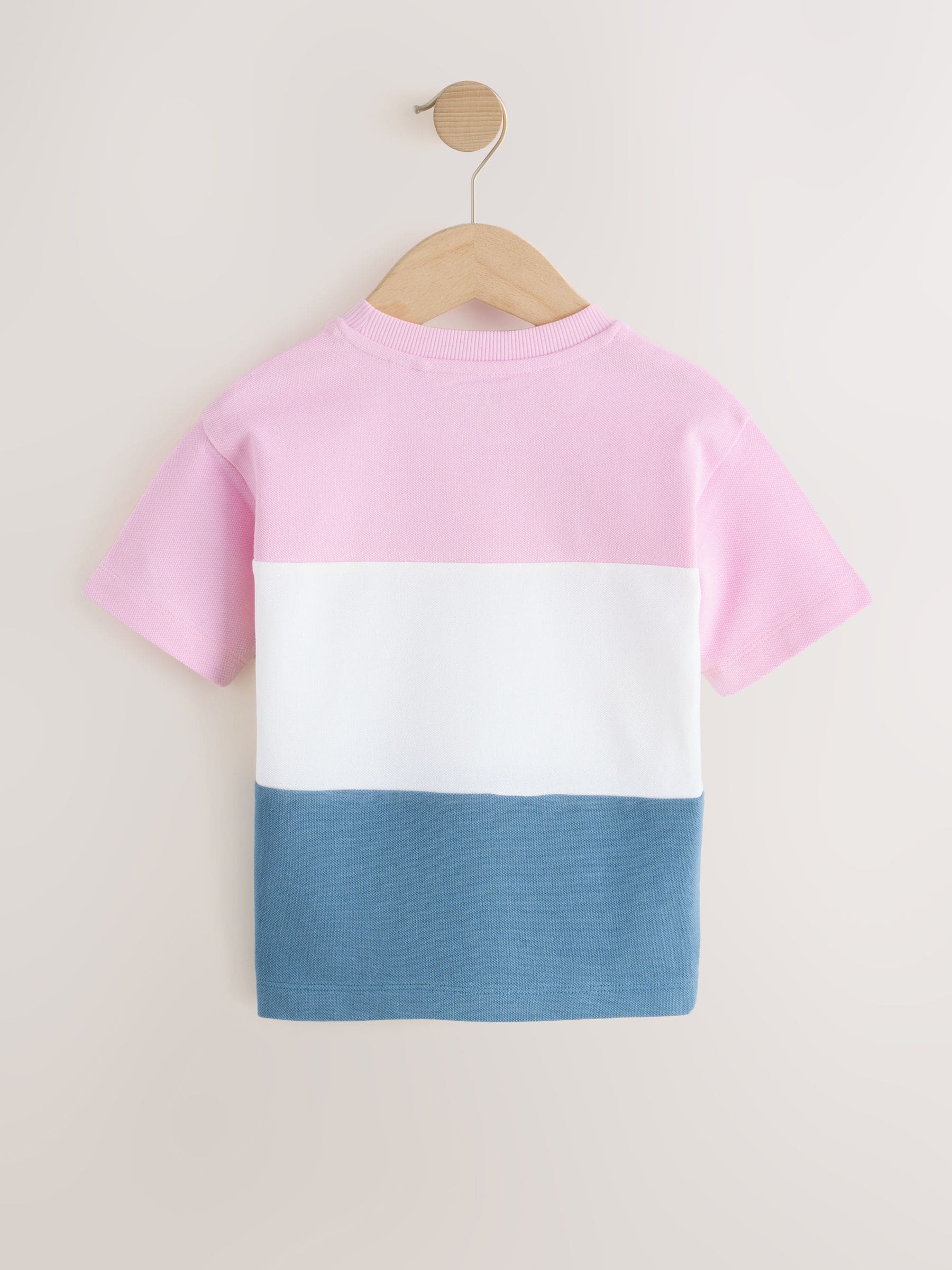 Pink/White/Blue Short Sleeve Colourblock T-Shirt (3mths-7yrs) (3mths-7yrs) image 5