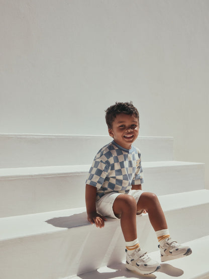 Blue/White Checkerboard Sun Short Sleeve All-Over Print T-Shirt (3 Month-7 Years) (3mths-7yrs) image 4