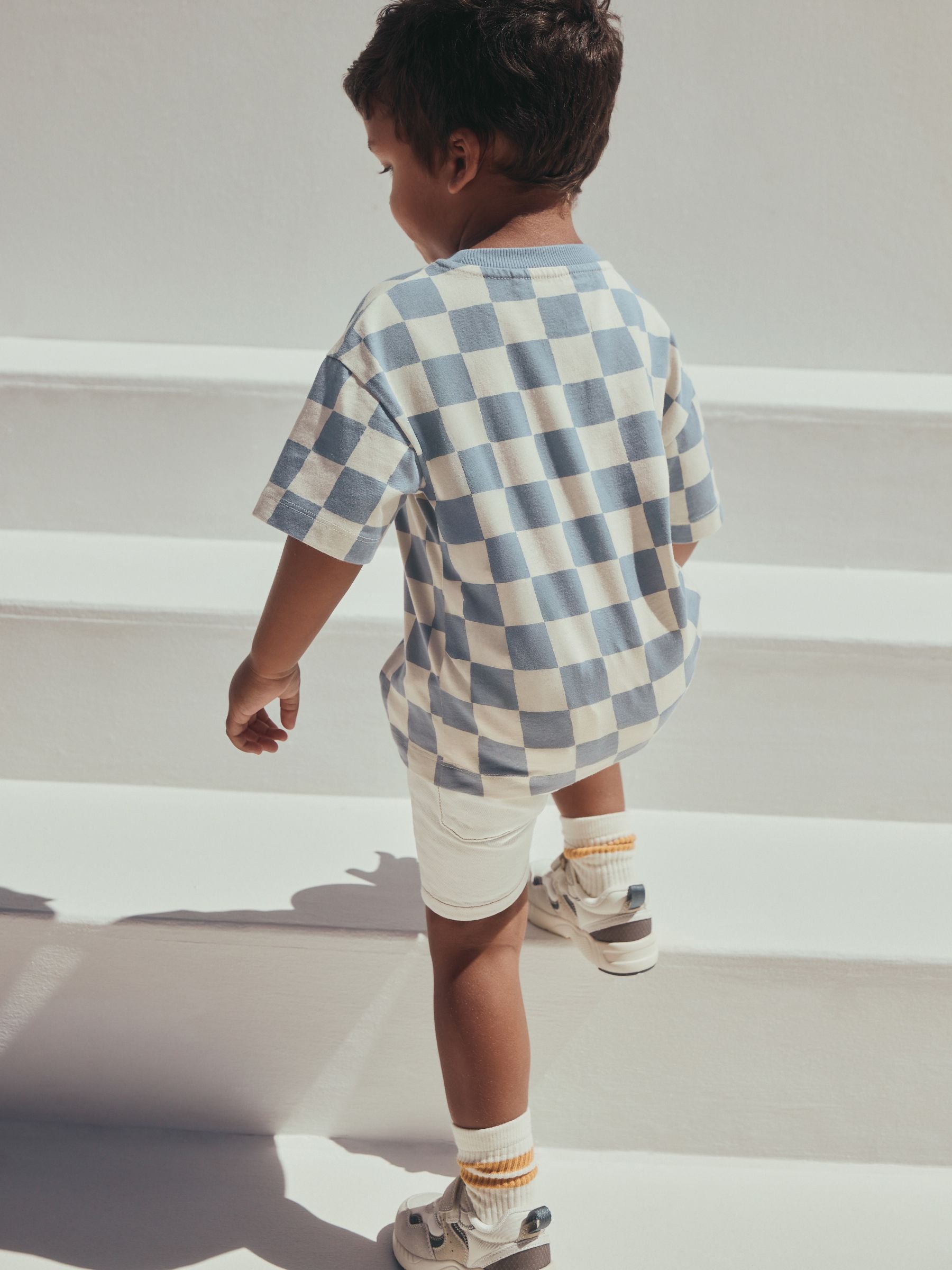 Blue/White Checkerboard Sun Short Sleeve All-Over Print T-Shirt (3 Month-7 Years) (3mths-7yrs) image 5