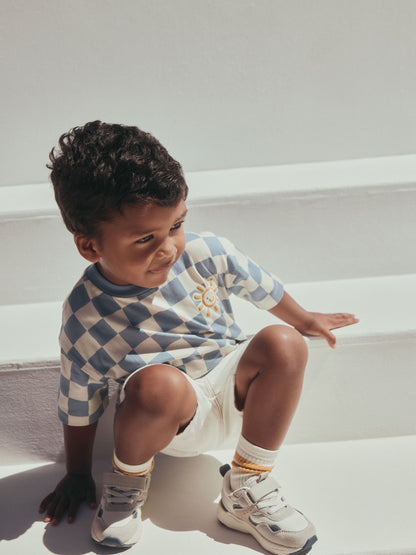 Blue/White Checkerboard Sun Short Sleeve All-Over Print T-Shirt (3 Month-7 Years) (3mths-7yrs) image 7