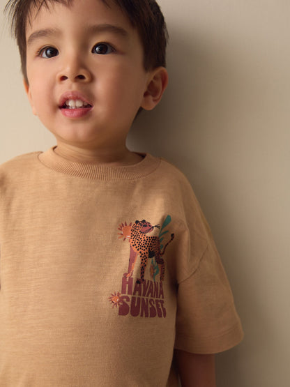 Tan Cheetah Havana Sunset Short Sleeve Back Print T-Shirt (3mths-7yrs) image 4