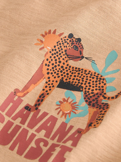 Tan Cheetah Havana Sunset Short Sleeve Back Print T-Shirt (3mths-7yrs) image 7