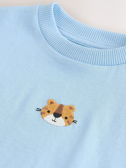 Light Blue Tiger Short Sleeve Small Graphic T-Shirt (3mths-7yrs) image 7