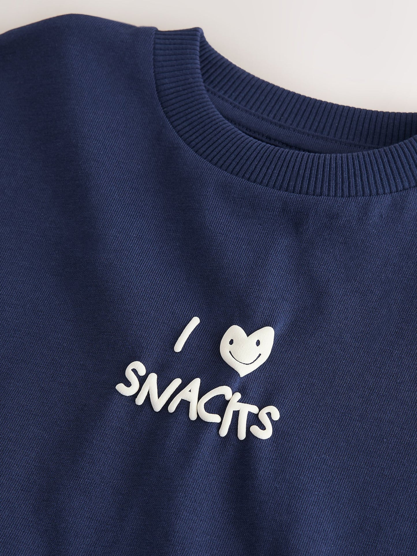 Dsiney Kidz - Navy Blue I love snacks Slogan Short Sleeve Small Graphic T-Shirt (3mths-7yrs) image 7