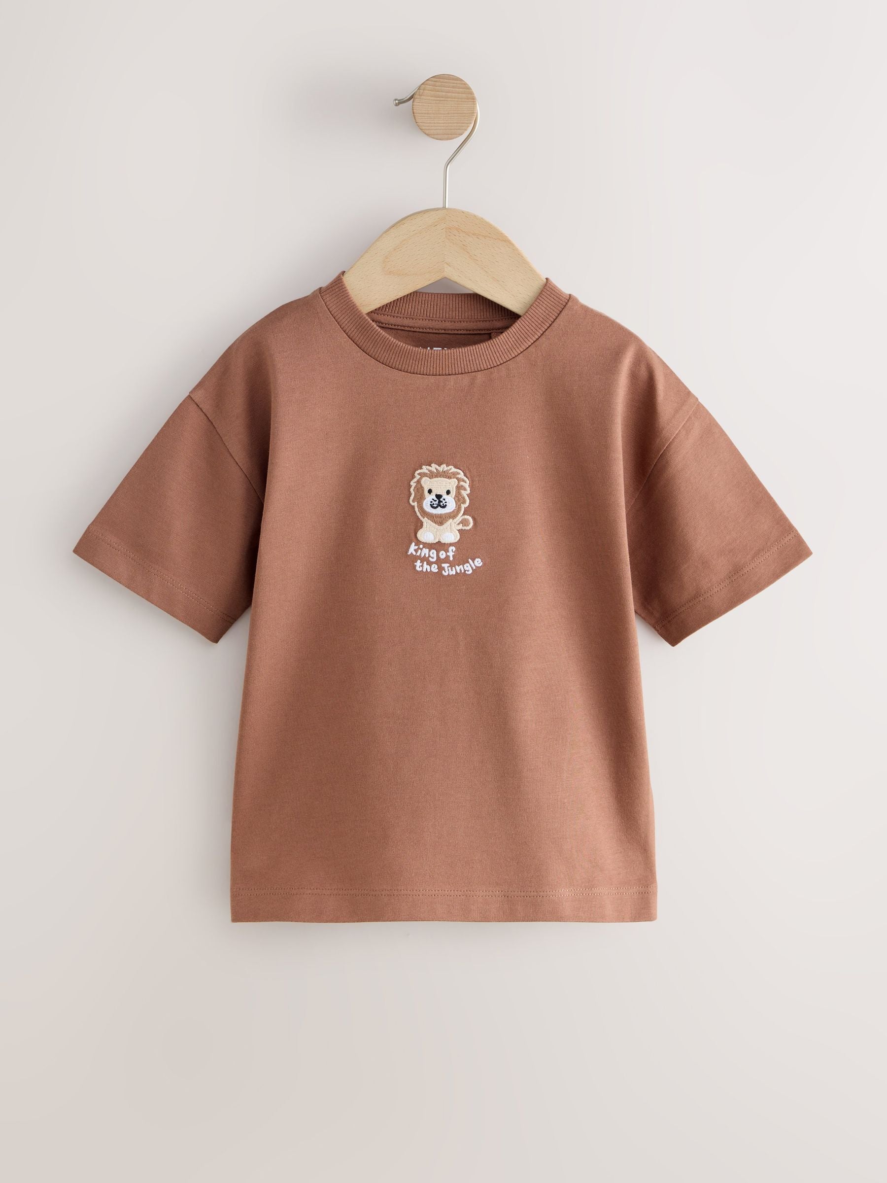 Chocolate Brown Lion Short Sleeve Small Graphic T-Shirt (3mths-7yrs) image 5