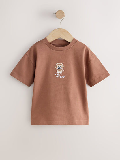 Chocolate Brown Lion Short Sleeve Small Graphic T-Shirt (3mths-7yrs) image 5