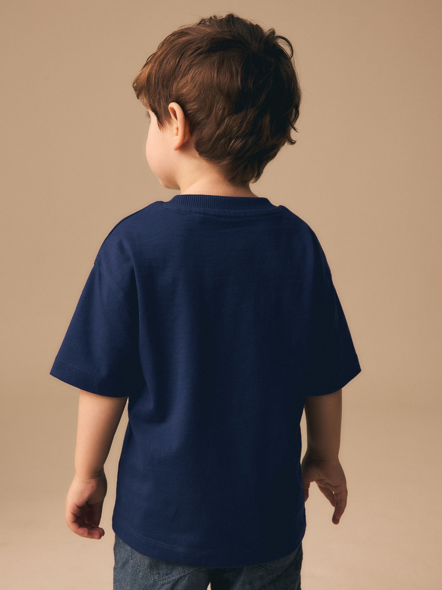 Navy Blue Embroidery Bear Short Sleeve Small Graphic T-Shirt (3mths-7yrs) image 3