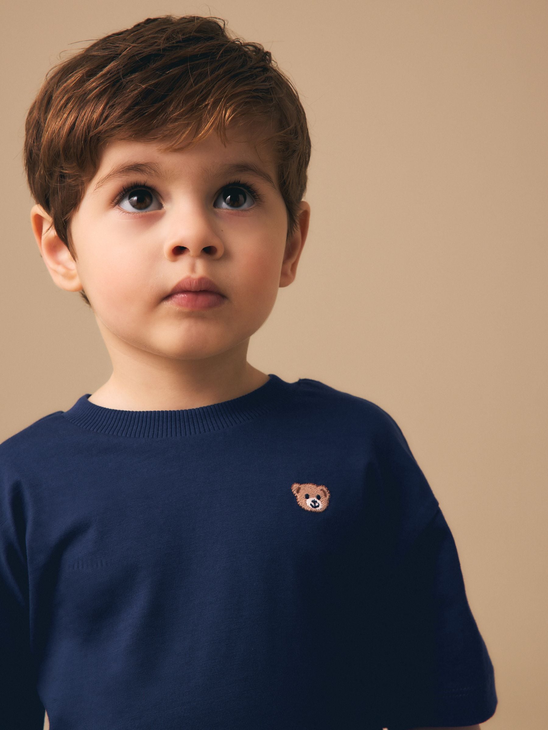 Navy Blue Embroidery Bear Short Sleeve Small Graphic T-Shirt (3mths-7yrs) image 4